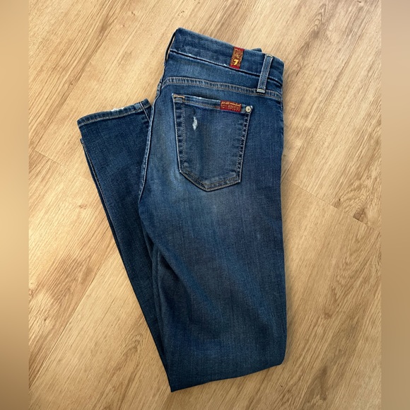 7 For All Mankind (b-air) The Ankle Skinny Jeans Size Women’s 24 - Picture 2 of 11
